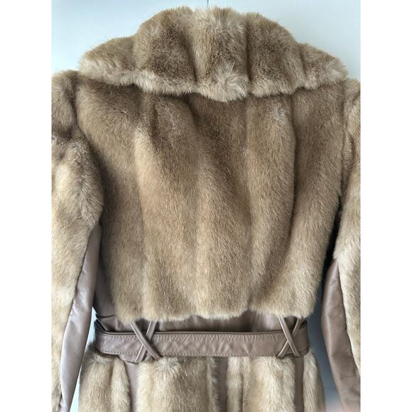 Vintage 70’s style fur coat with leather panels by Jet Set size unknown - Picture 4 of 12